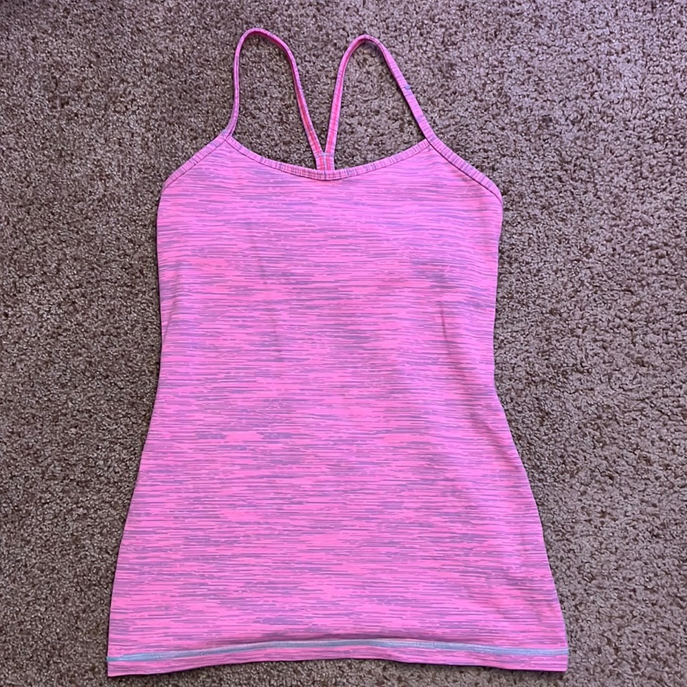 Lululemon Power Y Tank Top Size 6 Pink/Gray